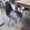 LOT 6 CHAISES NOIRES PLASTIQUES PIEDS BOIS