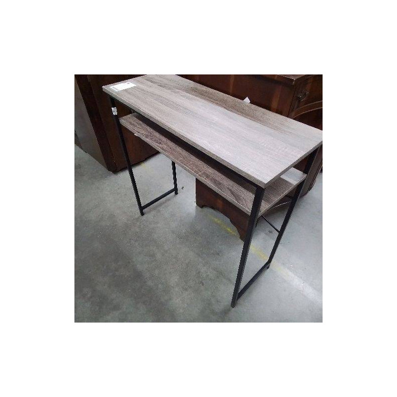 CONSOLE METAL NOIR ET BOIS 2 ETAGERES