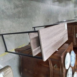 CONSOLE METAL NOIR ET BOIS 2 ETAGERES