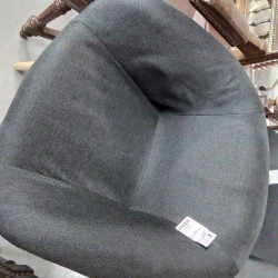 FAUTEUIL TISSU GRIS FONCE PIEDS BOIS