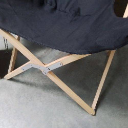 FAUTEUIL PAPILLON BOIS CLAIR PLIABLE TISSU NOIR