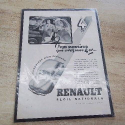 ANCIENNE AFFICHE PUBLICITAIRE RENAULT 4CV 