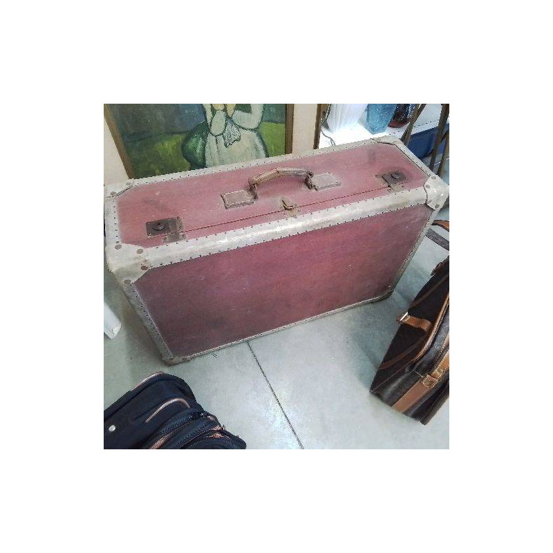VALISE ANCIENNE CUIR ROUGE 
