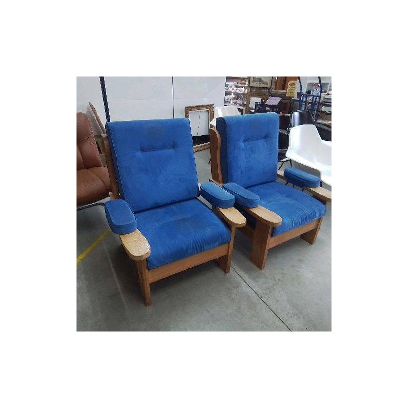 PAIRE DE FAUTEUILS VINTAGE BLEUS 