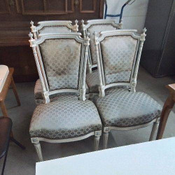 4 CHAISES TISSUS BLEU 