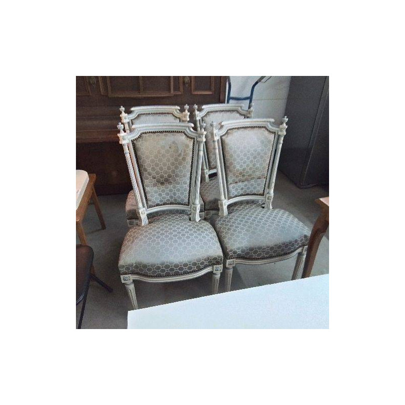 4 CHAISES TISSUS BLEU 