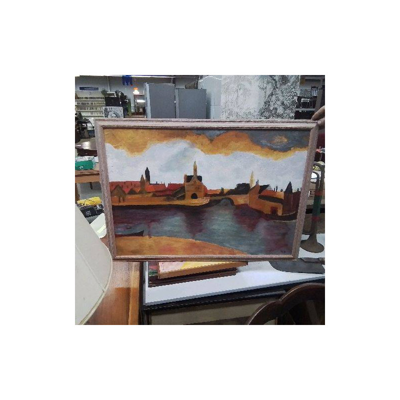 HUILE SUR PANNEAU RIVIERE 