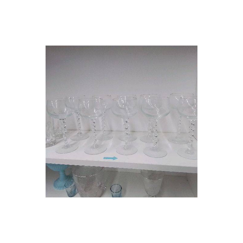 SERIE DE 10 VERRES PIED TORSADE