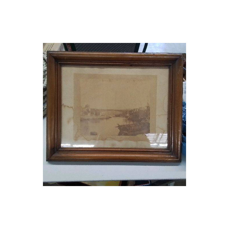CADRE PHOTO BATEAU PONTON BREST CIRCA 1880