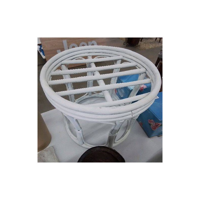TABOURET ROTIN BLANC