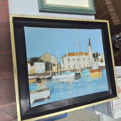 PEINTURE MARINE SIGNEE R.LEROY