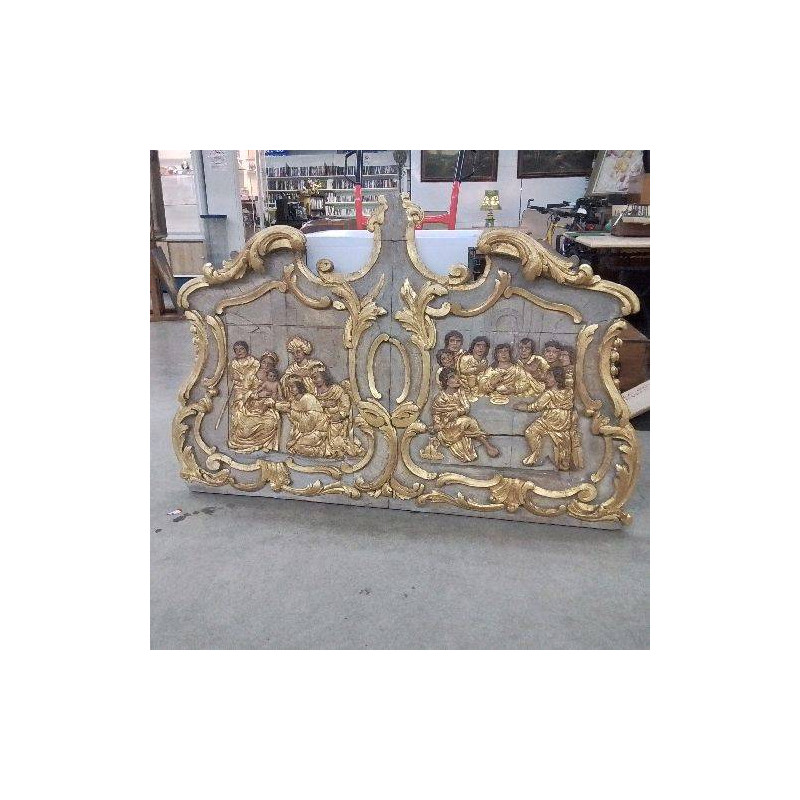 PANNEAU BOISERIE D’AUTEL XVIIIEME SIÈCLE REPRESENTANT L’ADORATION DES MAGES ET LA CENE