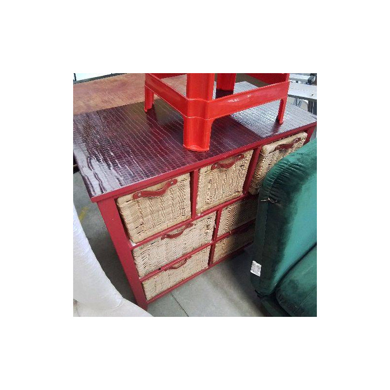 MEUBLE ROUGE A PANIERS