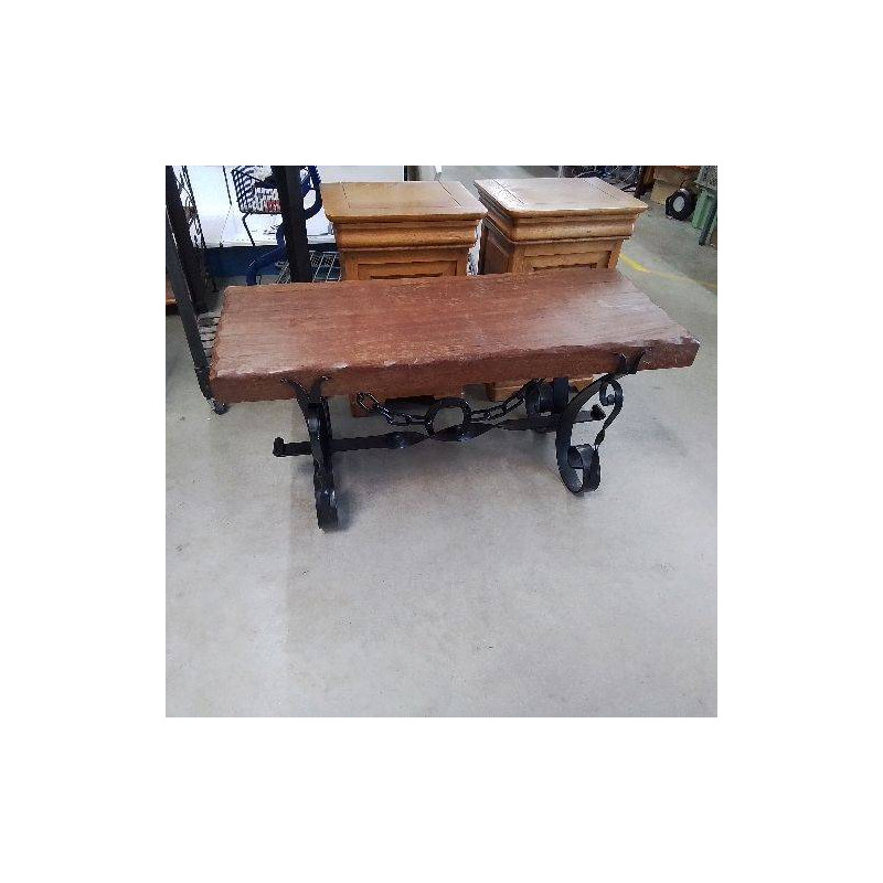 TABLE EN FER FORGÉ ET BOIS