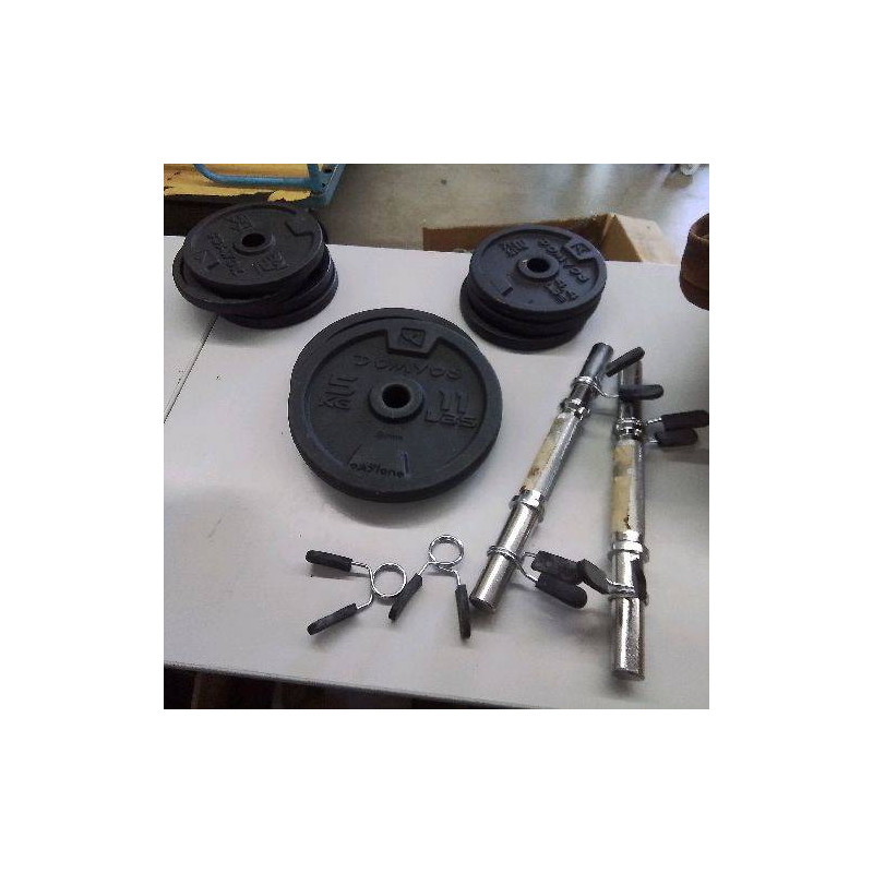 ENSEMBLE DE MUSCULATION (2 BARRES + 9 POIDS)
