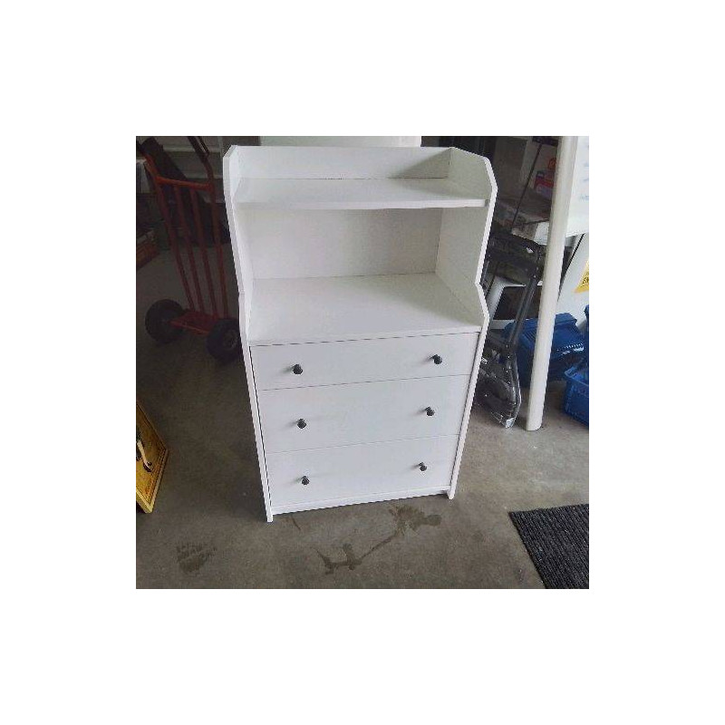 COMMODE BLANCHE 3 TIROIRS 1 ETAGERE 