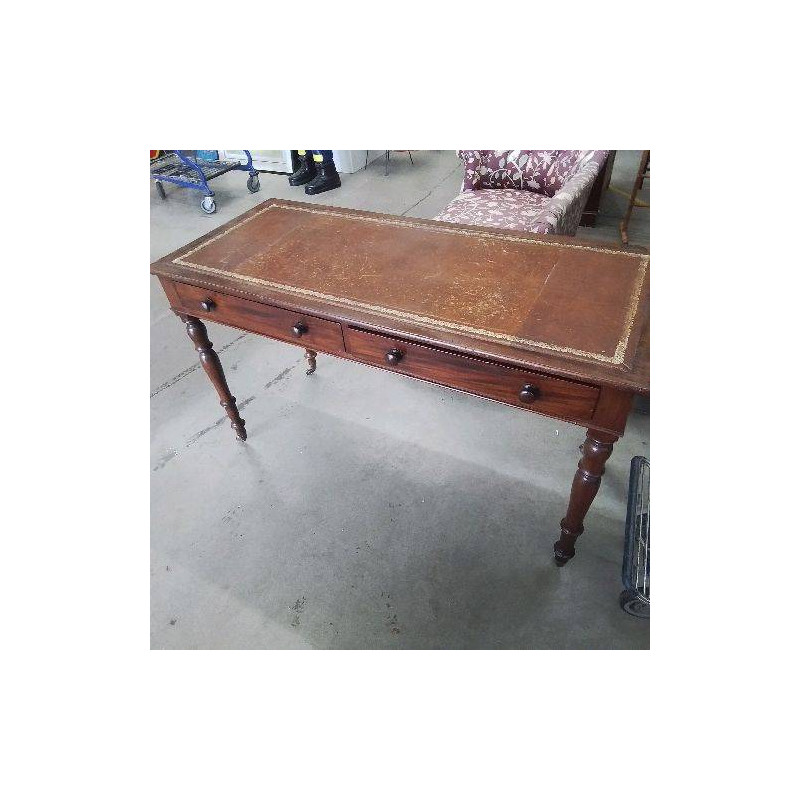 BUREAU 2 TIROIRS DESSUS CUIR