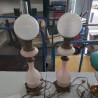 PAIRE DE LAMPES A PETROLE ELECTRIFIEES OPALINE ROSE