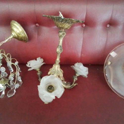 LUSTRE BRONZE 3 TULIPES EN...